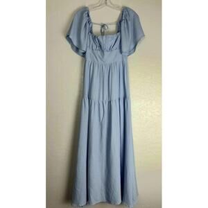 Selfie‎ Leslie Lula Gathered Bust Dress S Blue Milkmaid Cottage Feminine 1844